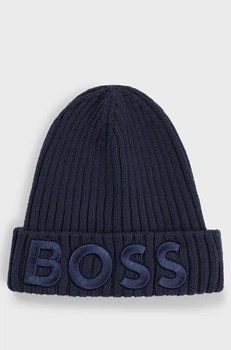 Дитяча шапка біні Hugo Boss з бавовни 3D логотип темно-синя one size