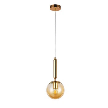 Светильник подвесной шар Levistella 752103-1(3515) GD+BR золото, плафон коричневый