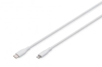 Кабель для зарядки Assmann USB, USB-C - Lightning 2 м, USB 2.0, 60W, силиконовый AK-600110-020-W White