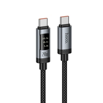 Кабель Type-C to Type-C с быстрой зарядкой 240W и цифровым дисплеем HOCO U148 1.2м Черный