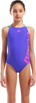 Купальник закрытый для девочек Arena GRAPHIC SWIMSUIT V BACK фиолетовый, розовый детский 116 см (010407-880)