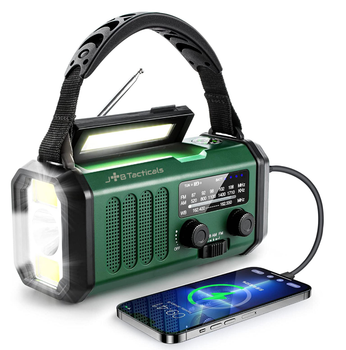 Аварійне Портативне Радіо JB Tacticals зі Світлодіодним Ліхтариком AM/FM/WB Радіоприймач з Функцією Power Bank на 20000 мАг Зарядкою від USB Динамо-Машина та Сонячною Панеллю JB-09