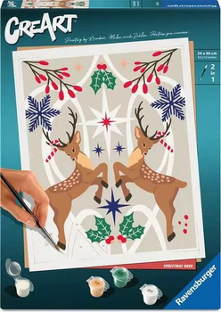 Malowanie po numerach Ravensburger CreArt Świąteczne renifery 24 x 30 cm (4005556258956)