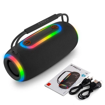 Беспроводная портативная Bluetooth колонка PowerMe PulseX Pro 14 Black с подсветкой и водозащитой