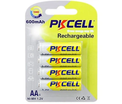 Аккумуляторные пальчиковые батарейки AA 1.2V 600 мАч NiMH Rechargeable Battery 4 шт PkCell