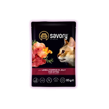 Вологий корм для кошенят Savory з ягням та гарбузом у желе для кошенят 85 г