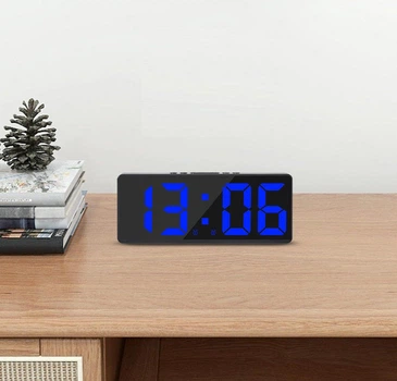 Годинник Deepfox DS-6628 LED цифровий електронний настільний Будильник Дата Температура 15.5 х 6.3см синій