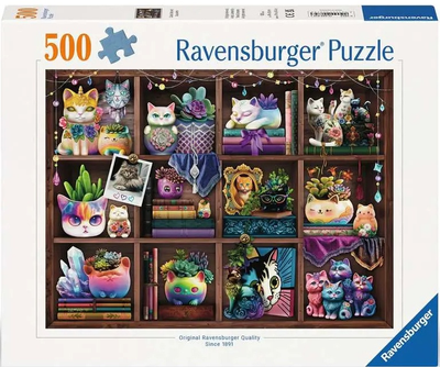 Puzzle Ravensburger Cats and Succulents 500 elementów 12000874 (4005555008743)