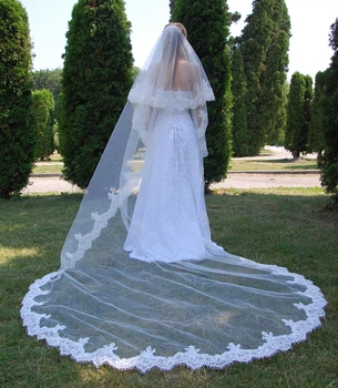 Весільна фата з кордовим мереживом 3м Light ivory Lady Solomia СE-104