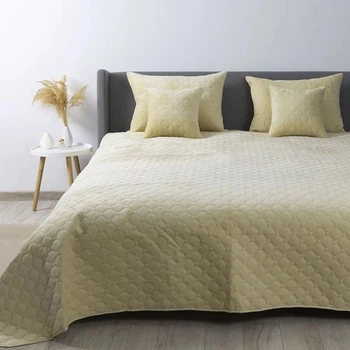 Покрывало ТЕП "VELOUR" Бежевое/Ромб круглый, 150x210