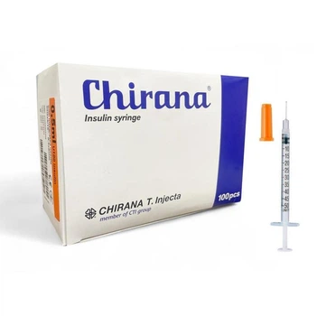 Шприц інсуліновий 0,5 мл / U100 з голкою 30G 8 мм (5/16 дюйма CHIRANA 100 штук упаковка