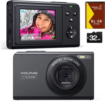 Фотоаппарат WOLFANG WDC01 50 Мп / CMOS / 2.7K / 16Х зум / Черный