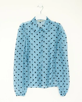 Блуза Stradivarius блакитний в чорний горошок VVJSY002 S