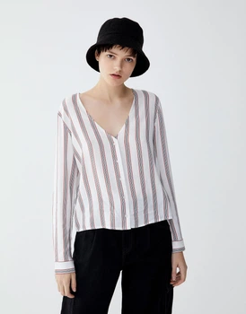 Блуза Pull & Bear білий-чорний-червоний DGTSX609 XS