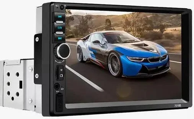 Автомагнитола 1DIN 7018В короткая база с сенсорным экраном Bluetooth USB SD с поддержкой камеры заднего вида Черный
