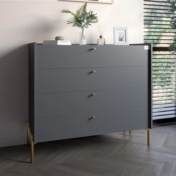 Комод с 4 ящиками LION Wood с золотыми ножками 100х90х45 см Антрацит (LION-042957)