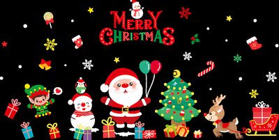Новогодние Наклейки На Окна Merry Christmas Новогодняя Атрибутика