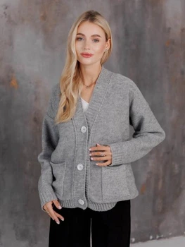 Кардиган с примесью шерсти вязаный женский ARTKNIT Casual Wool L-XL Серый (2251948784011)
