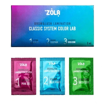 Набор для ламинирования бровей и ресниц Zola Color Lab Step 1, 2, 3 в саше 3 шт x 1 мл