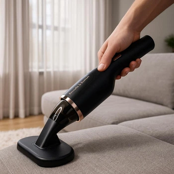 Пылесос аккумуляторный для дома и авто 80 Вт Portable Hand Vacuum, беспроводной ручной мини-пылесос с контейнером 120мл и 4 насадками для уборки машины, мебели, клавиатуры, USB-зарядка Черный, VCH-138-Black