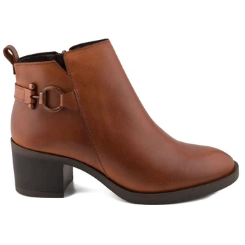 Ботинки на каблуке Casual brandy (4021_41) коричневая кожа