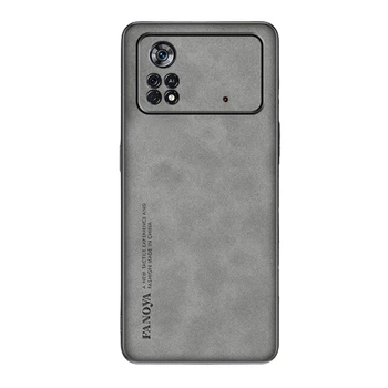 Шкіряний чохол - накладка Fanoya для Xiaomi Poco M4 Pro 4G gray