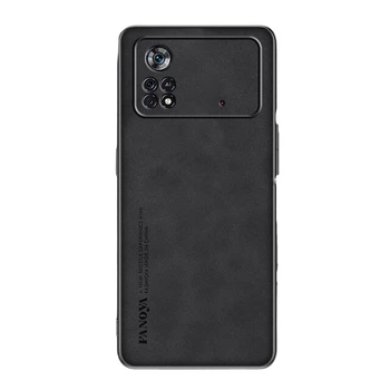 Кожаный чехол - накладка Fanoya для Xiaomi Poco M4 Pro 4G black