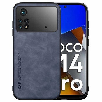 Кожаный чехол - накладка X & E для Xiaomi Poco M4 Pro с металлической вставкой blue