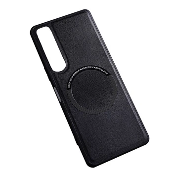 Шкіряний чохол - накладка Leather Hybrid Case для Sony Xperia 1 V з металевою вставкою black