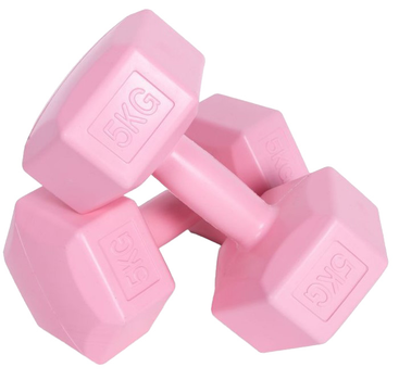 Hantle sześciokątne do ćwiczeń Modern Home 2 x 5 kg Różowe (5905817006175)