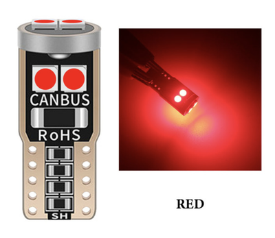 Лампочка автомобильная T10 6-SMD 3030 LED W5W - красный