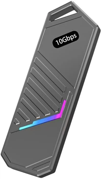 Зовнішня кишеня Dynamode для M.2 SSD NVMe (PCIe)/M.2 SSD SATA combo - USB3.2 GEN2 Type-C RGB Dark Grey (DM-CAD-SSD14)