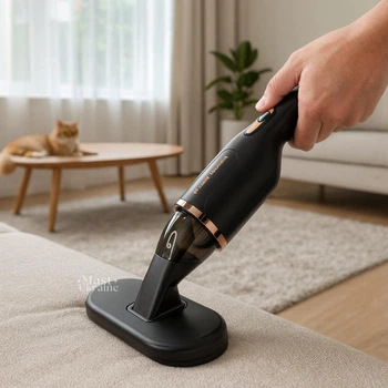 Пылесос аккумуляторный ручной для дома и авто 80 Вт Portable Hand Vacuum, портативный беспроводной мини-пылесос с 4 сменными насадками, контейнером 120 мл и USB-зарядкой Черный, HANDC-38-Black