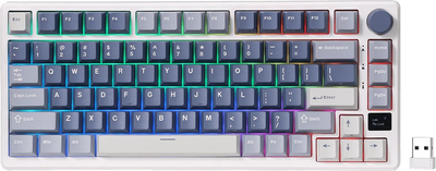 Клавіатура бездротова RK ROYAL KLUDGE M75 RGB Brown Switch Ocean Blue (RK-M75-OCBLU-BRNSW-US)