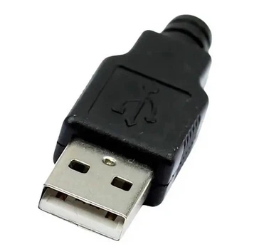 USB-AM - Разъем USB кабельный, штекер тип А, 4 контакта покрытие позолота 24К, корпус- пластик, цвет- черный
