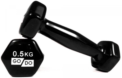 Гантель для фітнесу з вініловим покриттям 2х0.5 кг GoDo GD-0.5BK