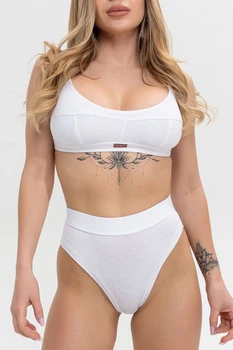 Хлопковый комплект нижнего белья Basic Fit топ-бра и трусики-слипы Белый S