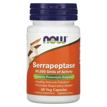 Серрапептаза NOW Foods (Serrapeptase) 60 000 SPU 60 капсул