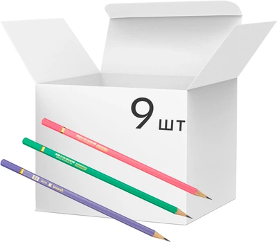 Набір олівців Centrum НВ чотиригранних графітових 9 шт (812569) (2000998494438)