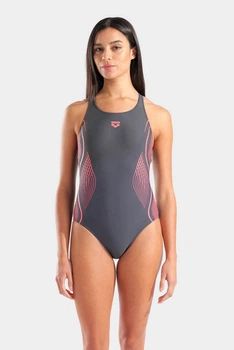 Купальник жіночий Arena GRID SWIMSUIT V BACK GRAPHIC 010263-550 44 Графіт