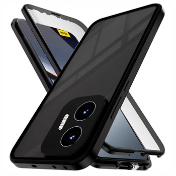 Магнитный чехол Metal Glass 360 для Xiaomi Poco F7 с защитой экрана и камеры black