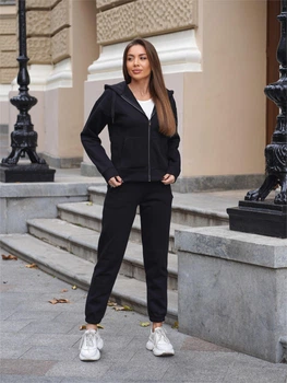 Спортивный костюм женский на флисе костюм зимний на молнии ZIP FUR Черный L