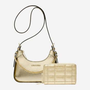 Набір сумка крос-боді + гаманець жіночий з штучної шкіри Michael Kors 868734097 Золотистий (1159845674)