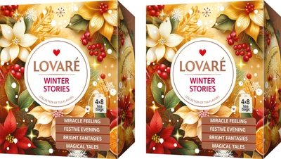 Упаковка чая Lovare Winter Stories 4 вида по 8 индивидуальных конвертов х 2 шт (2000989193944)