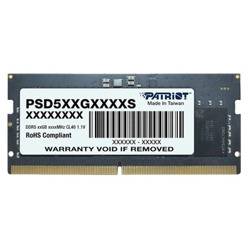 Оперативна пам'ять Patriot Signature Line PSD532G48002S 32 ГБ SO-DIMM DDR5 4800 МГц CL40 Чорний (PSD532G48002S)