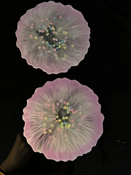Набор дизайнерских подставок под бокалы из эпоксидной смолы Bloom Kiss для украшений,под чашку,вазу,2 штуки.