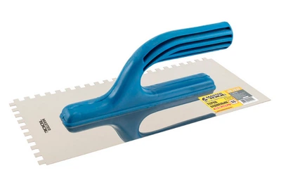 Гладила нержавіюча Mastertool 270 x 125 мм із зубом 6 x 6 мм для нанесення штукатурки та клею