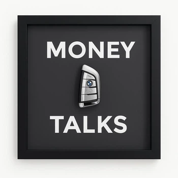 Картина BMW Money Talks, картина с настоящим ключом для фаната БМВ, мотивационная картина 30х30 см