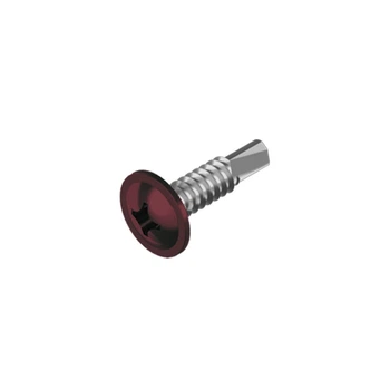 Саморез со сверлом DIN7504 4,2х16 RAL3005 PH2 max=2,5 цинк полукруглая с буртиком (250шт.) [9TL2P9TL4216R30050] Metalvis