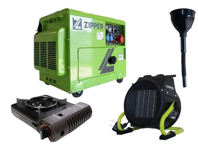 Дизельный генератор Zipper + газовая плитка Orcamp CK-505 + электрический обогреватель Gardyer HE2000 и лейка (KZI-STE7500DSH)